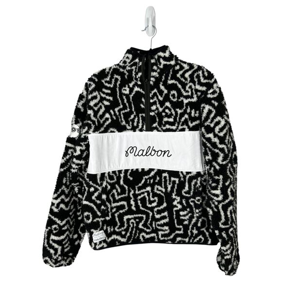 Malbon X Keith Haring Sherpa Pullover Black White Size Small - Picture 1 of 6